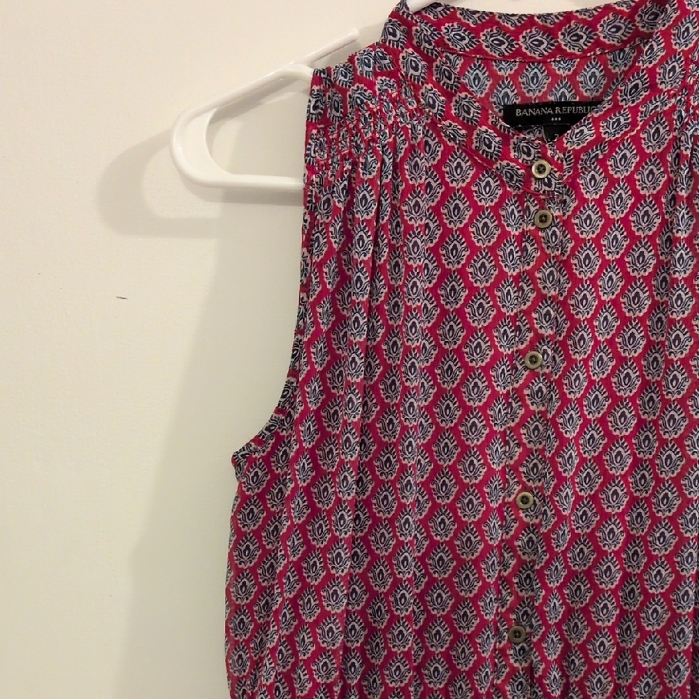 Banana Republic Sleeveless Pink Geometric Maxi Dress - Picture 2 of 8